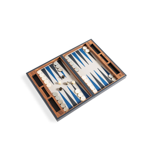 Bugatti Home - Goblin Blue Grand Royal Backgammon Board Game with pieces